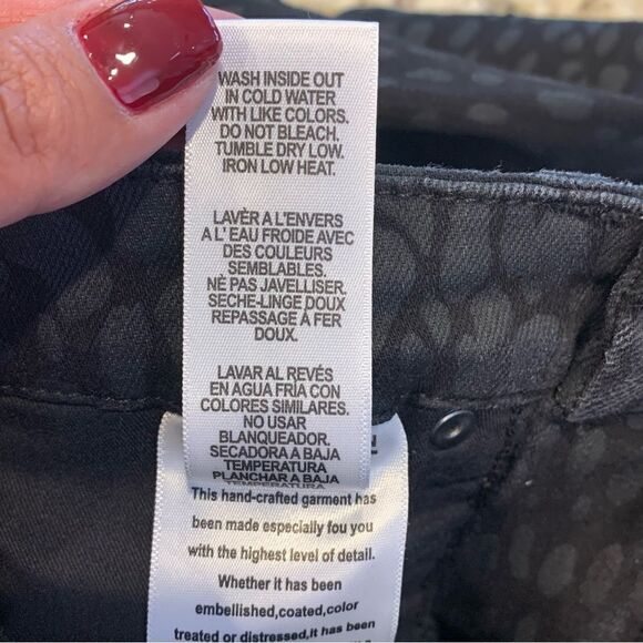 Good American Good Legs Crop Skinny Jeans Black Tonal Leopard Print Size 24 - Picture 10 of 10